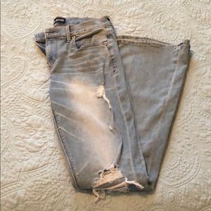 Express Distressed Flare Jeans